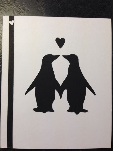 Penguin heart card papercutting Matching Penguin Tattoos Couples, Matching Penguin Tattoo, Penguin Heart Tattoo, Penguin Tattoo Small Couple, Penguin Tattoo Couple, Penguin Love Tattoo, Penguin Couple Drawing, Penguin Tattoos, Penguin Couple Painting