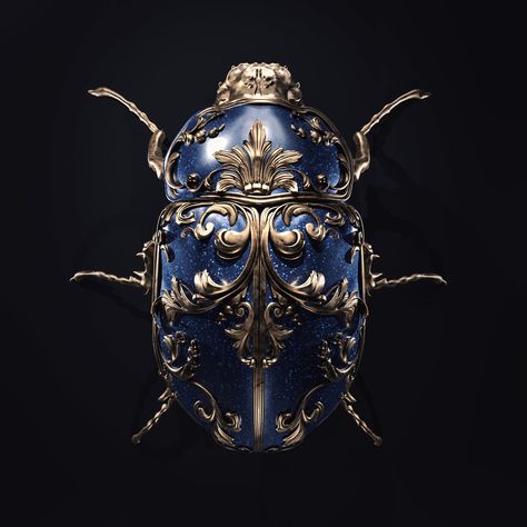 ArtStation - Juwel bug, Sasha Vinogradova Sasha Vinogradova, Bug Jewelry, Steampunk Tendencies, Colossal Art, Beautiful Bugs, Insect Jewelry, Keys Art, Insect Art, Blue And Gold