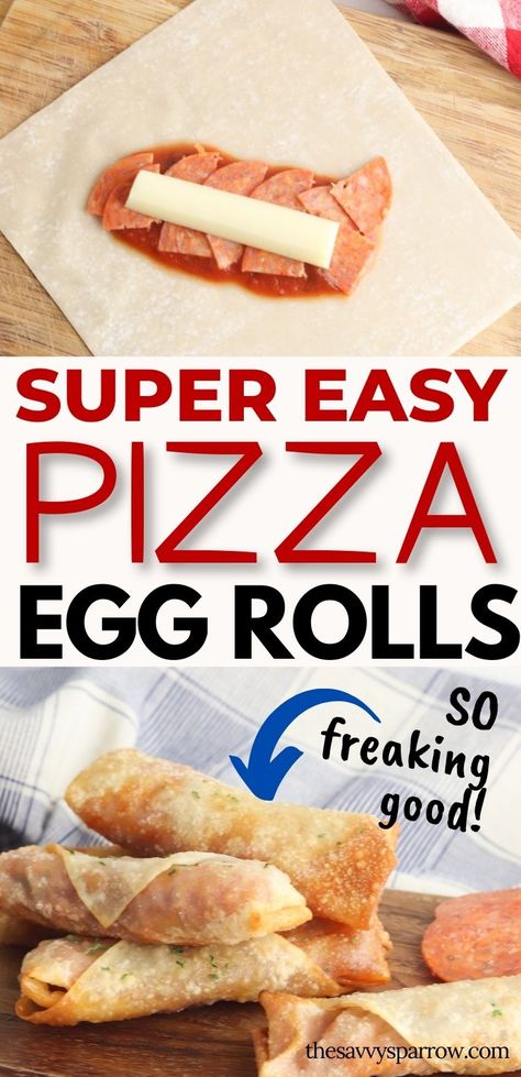 Egg Roll Pizza Rolls Air Fryer, Homemade Pizza Rolls Wonton Wrappers, Pizza Rolls With Wonton Wrappers, Egg Roll Pizza Rolls, Wonton Wrapper Pizza Rolls, Egg Roll Ideas Dinners, Keto Egg Roll Wrapper Recipes, Egg Wrapper Recipes, How To Make Egg Roll Wrappers