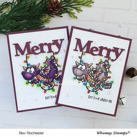 All the things I love: Dragon Christmas Cheer Dragon Christmas, Christmas Whimsy, Card Stamping Ideas, Purple Cards, Card Stamping, Stamps Collection, Whimsy Stamps, Card Crafting, Copic Coloring