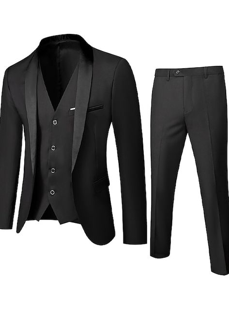 Category:Tuxedos; Season:Spring, Fall, Winter, Summer; Includes:Jacket,Pants,Vest; Occasion:Valentine's Day,Wedding,Party / Evening; Fit Type:Standard Fit; Jacket Buttons:Single Breasted One-button; Jacket Vents:Single (Center); Vest Buttons:4; Pattern:Solid Colored; Neckline:Shawl Collar; Production mode:External produce; Pant Length:; Pants Waist:; Shoulder Width:; Sleeve Length:; Bust: Autumn Wedding Party, Navy Slim Fit Suit, Men's Business Suits, Business Casual Blazer, Slim Fit Suit Men, Slim Fit Tuxedo, Slim Fit Suit, Tuxedo Suit, Button Jacket