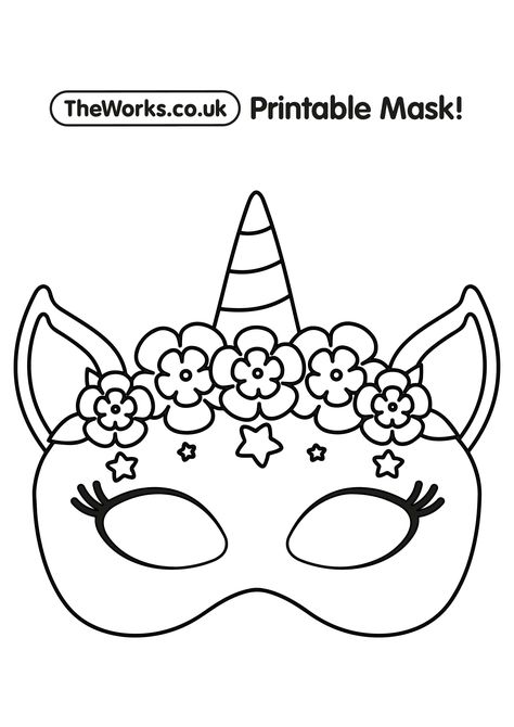 Unicorn Mask Printable (for Coloring) - Paper Craft By Happy Paper Time Masks Template, Masquerade Mask Template, Printable Coloring Masks, Printable Animal Masks, Coloring Games For Kids, Mask Template Printable, Coloring Mask, Unicorn Mask, Printable Masks