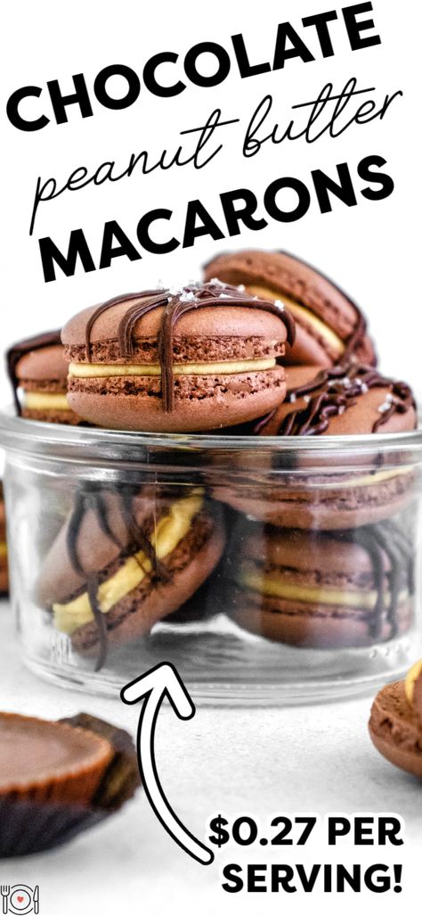 Peanut Butter Chocolate Macarons, Peanut Butter Macaron Filling, Chocolate Peanut Butter Macarons, Peanut Butter Macarons, Incredible Desserts, Peanut Butter Buttercream, Baking Challenge, Chocolate Peanut Butter Recipes, Cookie Recipes For Kids