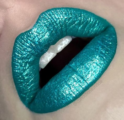 Lips and lipsticks/liparts/green Taylor Swift Lipstick, Mermaid Lipstick, Teal Lipstick, Turquoise Lipstick, Sparkly Lips, Colorful Lips, Metallic Lipstick, Cheer Ideas, Makeup Board