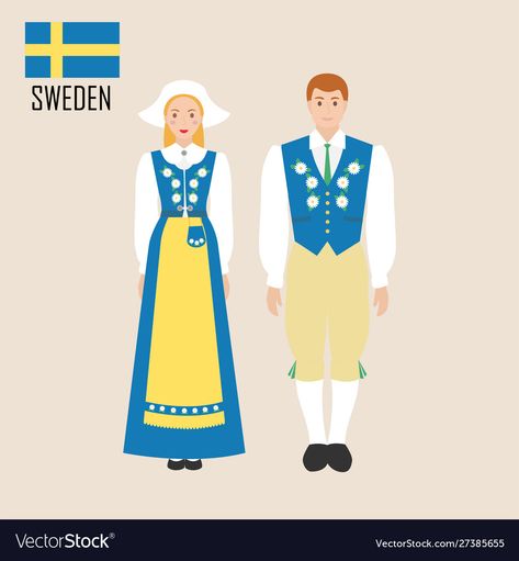 Sweden Costume, Sweden Clothing, Scandinavian Tattoo, Swedish Clothing, Gothic People, Map Logo, Folk Dress, National Costume, Bakery Logo Design