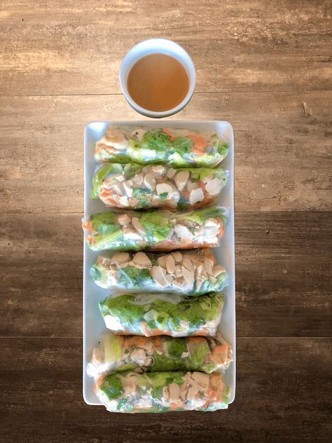 Spring Rolls Spring Rolls Meal Prep, Meal Prep Spring Rolls, Spring Roll Meal Prep, Meal Prep Manual, Easy Lunch Prep, Rice Paper Spring Rolls, Noodles Chicken, Food Project, Spring Roll Recipe