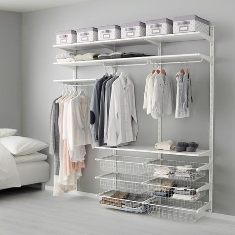 Algot Ikea, Ikea Elvarli, Best Closet Systems, Closet Design Plans, Ikea Algot, Ikea Closet, Walk In Closet Design, Open Closet, Closet Decor