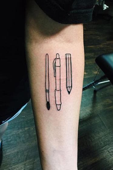 Paintbrush Tattoo, Pencil Tattoo, Left Arm Tattoos, Tool Tattoo, Latest Tattoos, Tattoo Work, Tattoo Trends, Work Inspiration, The Mighty