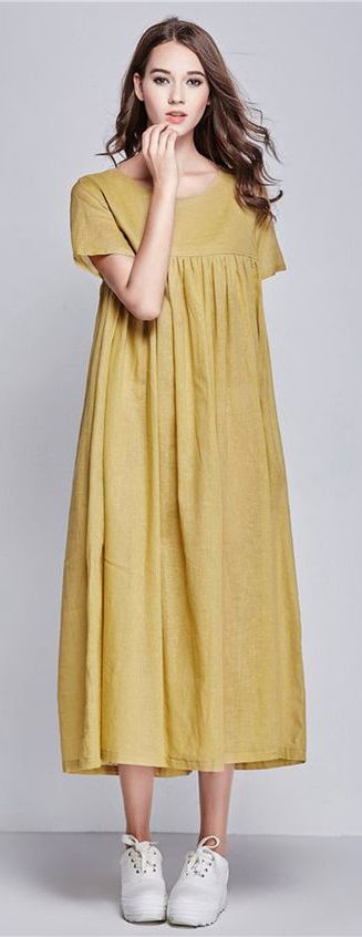 Yellow Beach Dress, Áo Blu, Linen Dress Summer, Trendy Dresses Summer, Holiday Outfits Women, Beach Dresses Summer, Maxi Robes, Linen Maxi Dress, Long Summer Dresses