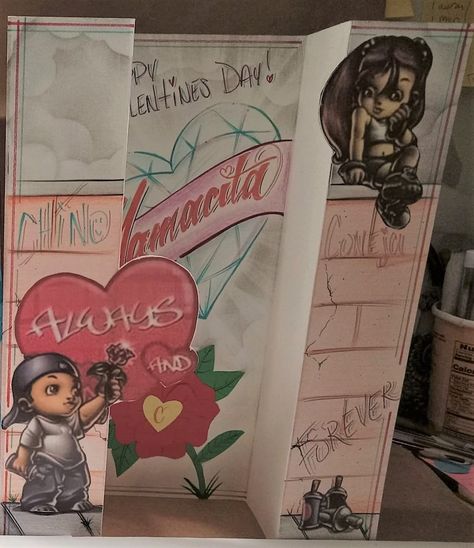 Lil Homie's Inspired pop-up card for Valentine's Day Chicano Birthday Cards, Mexican Drawings, Chicano Love, Fathers Day Art, Chicano Lettering, Cool Tattoo Drawings, Walpaper Hello Kitty, Chicano Drawings, Graffiti Doodles