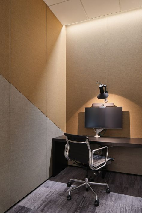 Boston Consulting Group Offices - Seoul | Office Snapshots Office Feature Wall, Office Booth, Consulting Room, Group Office, Commercial Office Design, Office Pods, Drop Ceiling, Desk Goals, Home Recording Studio