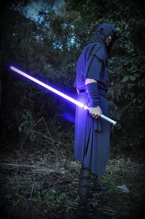 Dark Jedi Alan Veritas, a cosplay of a character in a Star Wars RP I was in. Costume compliments my wife and MiL. Lightsaber from Ultrasabers.com. Jedi Cosplay Men, Jedi Photoshoot, Lightsaber Photography, Lightsaber Photoshoot, Lightsaber Poses, Cyberpunk Photoshoot, Star Wars Costumes Diy, Purple Lightsaber, Sith Cosplay