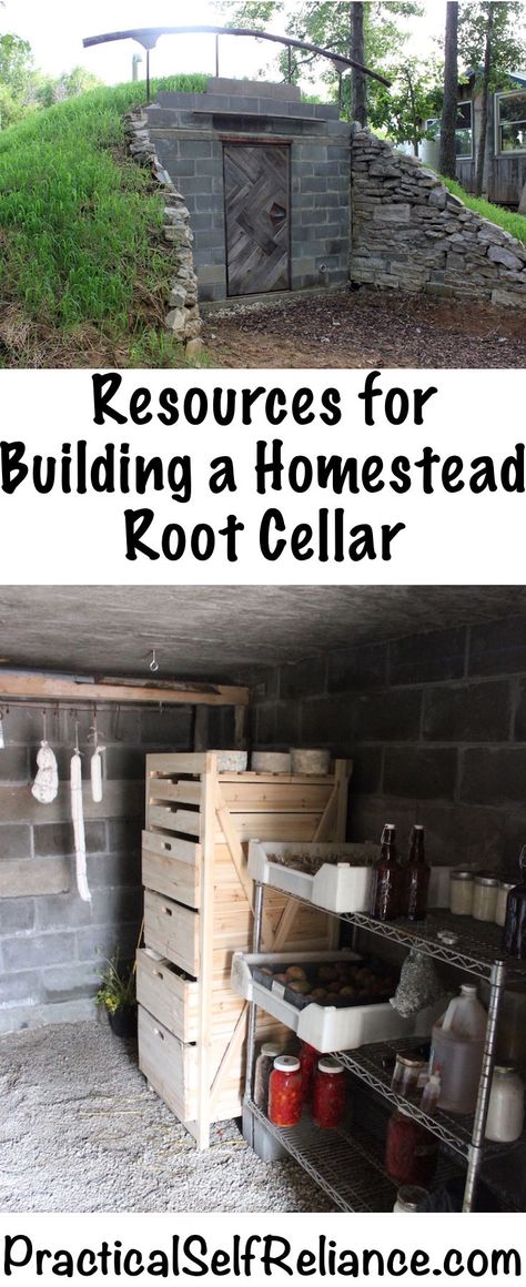 Resources for Building a Homestead Root Cellar - Practical Self Reliance #rootcellar #foodstorage #preservingfood #foodpreservation #homestead #homesteading #selfsufficiency #selfreliant #preparedness #bookrecommendations Outdoor Cellar, Building A Homestead, Storm Cellar, Root Cellars, Casa Hobbit, Root Cellar, Homestead Living, Survival Gardening, Survival Shelter