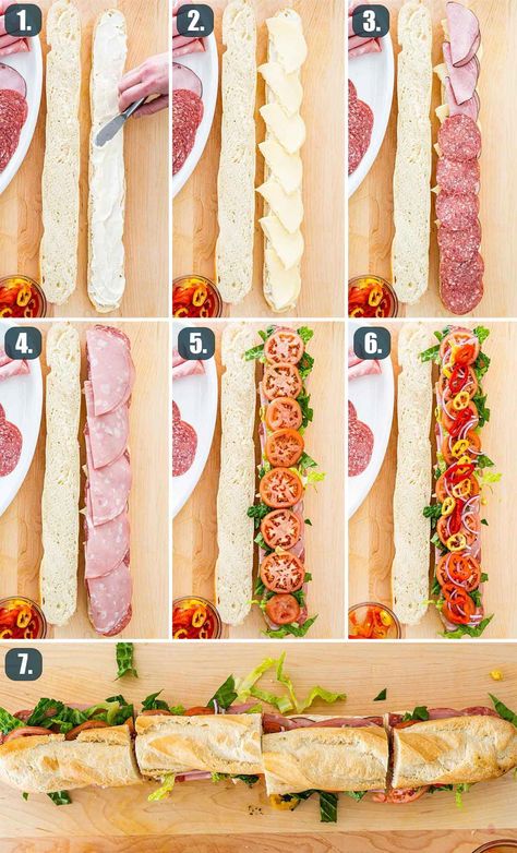 Meaty and flavorful, this Italian Sub Sandwich has it all! Crispy bread piled high with provolone cheese, ham, salami and mortadella. #italiansub #sandwich #recipe #SandwichesoftheSouthernStates Salami And Cheese Sandwich, Picnic Platter, Italian Sub Sandwich, Salami Sandwich, Salami And Cheese, Sub Sandwich, Crispy Bread, Gluten Free Sandwiches, Sandwich Platter