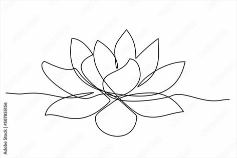 Lotus Flower Line Drawing, Line Drawing Images, Continuous Line Tattoo, Lotus Flower Drawing, Lotus Drawing, Water Lily Tattoos, Flower Line Drawing, Line Drawing Tattoos, One Line Tattoo