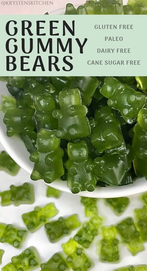 Easy homemade green gummy bears FTW! Gluten free, dairy free, no cane sugar, low carb, tasty snack! Green Gummy Bears, Gummies Recipe, Aip Paleo Recipes, Beef Gelatin, Keto Sweets, Natural Food Coloring, Paleo Recipes Easy, Paleo Treats, Paleo Snacks