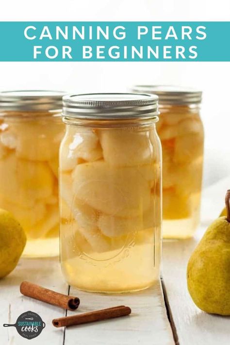 How To Can Pears, Water Bath Canning For Beginners, Can Pears, Canning Syrup, Canning Fruit Recipes, Canning For Beginners, Canning Pears, Pear Preserves, Water Bath Canning Recipes