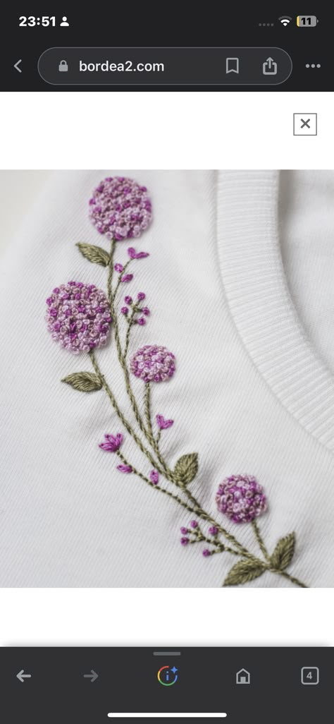 Diy Embroidery Flowers, Clothes Embroidery Diy, Simple Hand Embroidery Patterns, Hand Beaded Embroidery, Simple Embroidery Designs, Diy Embroidery Designs, Embroidery Tshirt, Floral Embroidery Patterns, Diy Embroidery Patterns