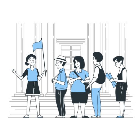 Illustration Job, Museum Guide, Png Illustration, Guided Art, Flat Design Illustration, Tourist Guide, Small Hand Tattoos, City Illustration, Guided Drawing