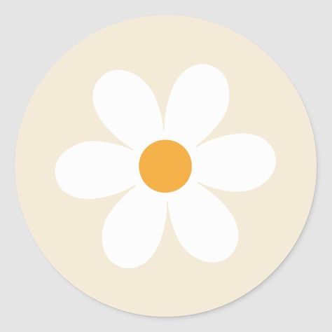 Round boho daisy sticker in a tan, retro color. Perfect for adding a touch of boho style to your planner, notebook, or other projects. #bohosticker #daisy . #First_Birthday_Stickers #Bus_Drawing #Small_Flower_Design #Boho_Fonts First Birthday Stickers, Custom Hard Hats, Daisy Sticker, Small Flower Design, Custom Car Stickers, Boho Fonts, 40th Birthday Shirts, Custom Vinyl Stickers, Retro Daisy