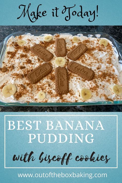 Best Banana Pudding with Biscoff Cookies Recipe Cookie Butter Banana Pudding, Creamy Pudding Desserts, Banana Pudding With Biscoff Cookies, Biscoff Banana Pudding, Quotes About Baking, Biscoff Banana, Biscoff Cookie Recipe, Banana Pudding Cookies, Vanilla Pudding Recipes