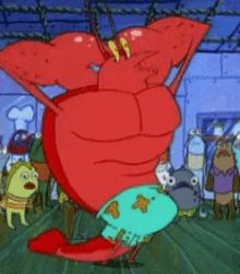 Larry The Lobster Spongebob, Larry Lobster, Spongebob Dancing, Lobster Painting, Spongebob Screenshots, Larry The Lobster, Marion Ross, Gary The Snail, Ernest Borgnine