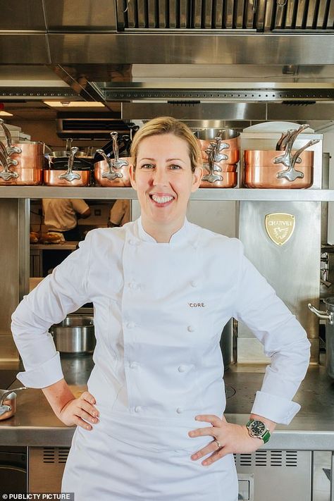 Northern Irish chef Clare Smyth, 40, pictured at her London restaurant, Core by Clare Smyth in North Kensington, has revealed how she overcame the culture of bullying and fear that used to exist in professional kitchens Clare Smyth, Royal Wedding Harry, North Kensington, Harry And Meghan Wedding, Evening Reception, London Restaurant, Northern Irish, London Bars, Soho London