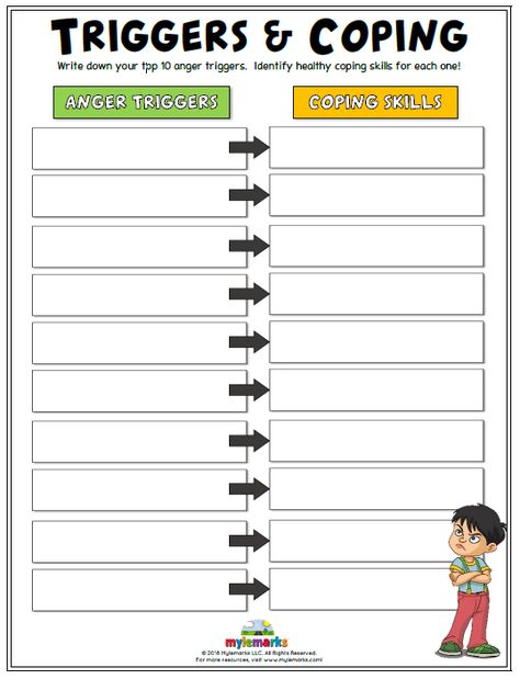 Social Worker Worksheets, Anger Coping Skills For Teens, Anger Management Activities For Kids Printables Worksheets, Sel Worksheets For Kids, Anger Triggers Worksheet, Coping Skills Bingo, Social Work Worksheets, Triggers Worksheet, Coping Skills Worksheet