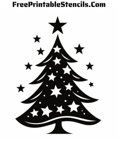 Xmas Stencils Free Printable, Christmas Tree Clipart Black And White, Christmas Tree Vector, Christmas Tree Stencil, Christmas Tree Silhouette, Christmas Decals, Silhouette Christmas, Free Stencils, Silhouette Stencil