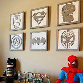 Marvel Boys Bedroom, Super Hero Room Decor, Spiderman Bedroom, Marvel Bedroom, Superhero Signs, Avengers Room, Marvel Room, Superhero Decorations, Superhero Nursery