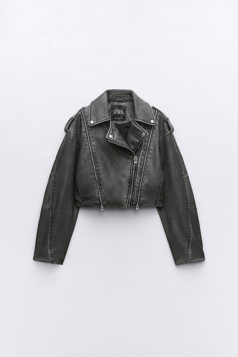 Gray Leather Jacket Outfit, Zara Biker Jacket, Zara Leather Jacket, Grey Leather Jacket, Zara Jacket, Faux Leather Biker Jacket, Zara Outfit, Zara Leather, Leather Jacket Outfits