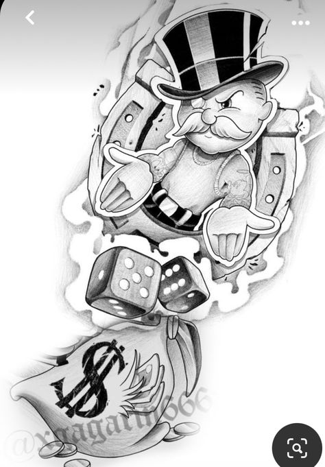 Monopoly Tattoo Ideas, Monopoly Tattoo Designs, Monopoly Man Tattoo Design, Mr Monopoly Tattoo, Mr Cartoon Tattoo, Half Sleeve Tattoo Stencils, Leg Sleeve Tattoos, Catrina Tattoo, Leg Tattoo Ideas