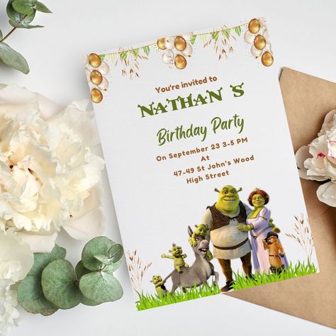 Shrek Digital Invitation Template Shrek Party Invite Funny - Etsy Shrek Party Invitations, Shrek Invitations, Shrek Character, Shrek Party, Funny Characters, Funny Character, Invitation Sizes, Birthday Invite, Digital Invitation