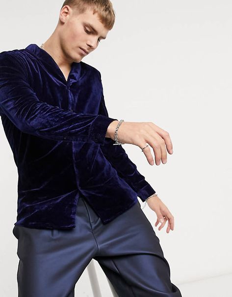 Velvet Shirt Outfit, Going Out Clothes, Mens Party Wear, Shirt Outfit Men, Formal Men Outfit, Velvet Shirt, Slim Trousers, Clothes Outfits, Going Out Outfits