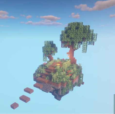 Sky Islands Minecraft, Minecraft Moon Island, Minecraft House In The Sky, Minecraft Building Ideas Floating Island, Minecraft Floating Island Bridge, Minecraft Floating Garden, Floating Island Minecraft Build, Sky Village Minecraft, Sky Minecraft Builds