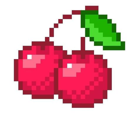 Cherry Pixel Art, Pixel Art Fruit, Pixel Cherry, Pixel Fruit, Pixel Png, Waves Icon, Pix Art, Pixel Art Games, Art Drawings Sketches Pencil