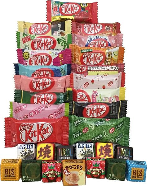 Japanese Kit Kat & Tirol 30 pc Selection Different Flavors Assortment : Amazon.ca: Grocery & Gourmet Food Japanese Candy Box, Sushi Candy, Japanese Kit Kat Flavors, Matcha Kit Kat, Kit Kat Flavors, Japanese Kit Kat, Nestle Chocolate, Strawberry Jelly, Japanese Sweet