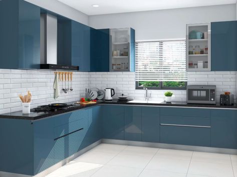 L Shaped Kitchen Interior, Parallel Kitchen Design, L Shaped Modular Kitchen, Kitchen Colour Combination, Modular Kitchen Cabinets, Kitchen Design Color, Kitchen Modular, Kabinet Dapur, Kitchen Cupboard Designs