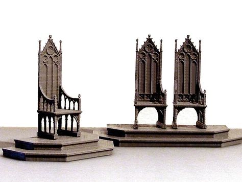 A Medieval Throne by Winslow - Thingiverse Medieval Throne, Dollhouse Library, Fantasy Demon, 3d Printing Business, Green Knight, Gothic Furniture, Throne Chair, Throne Room, Real Video