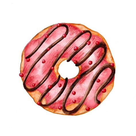 Decorative Chocolate, Donut Drawing, Donut Cartoon, Donut Day, National Donut Day, Cute Donuts, Painting Styles, Desserts Menu, Bakery Logo