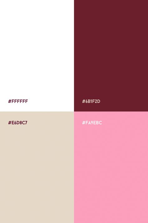 Pink, burgundy, white and beige color palette Red And Beige Color Pallete, Red Pink Grey Color Palette, Black White Pink Red Color Palette, Burgundy And Pink Aesthetic, Feminine Color Palette Colour Schemes, Red And Pink Color Palette, Burgundy Colour Palette, Valentine Sweater, Feminine Color Palette