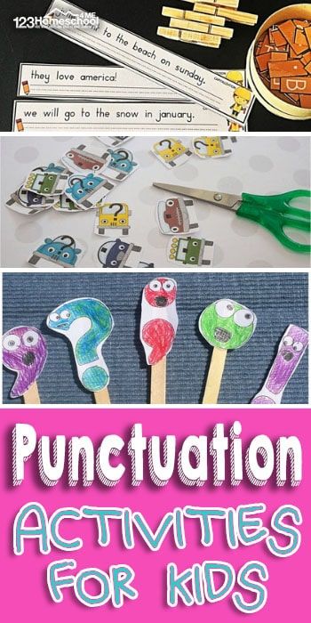 FUN Punctuation Activites for Kids - These punctuation activities for kids are a fun and engaging way to learn about punctuation. Kids will get the chance to learn about the different punctuation marks, from periods to question marks, all in a fun way. Punctuation Kindergarten, Punctuation Games, Teaching Punctuation, Punctuation Activities, Ideas For Learning, Sentence Activities, Question Marks, 1st Grade Writing, Grammar Activities