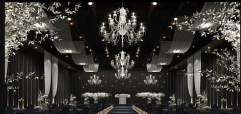 Rich Wedding Venues, Korean Wedding Reception, Debut Background, Korean Wedding Venues, Korean Wedding Decorations, Wedding Venues Black, Mafia Wedding Aesthetic, Wedding Venue Black, Mafia Wedding