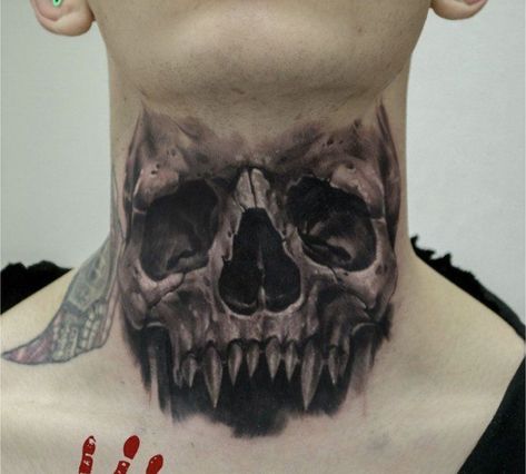 Men’s Throat Tattoos, Skull Neck Tattoo, Skull Study, Colorful Skull Art, Crazy Tattoos, Torso Tattoos, Throat Tattoo, Back Of Neck Tattoo, African Sunset