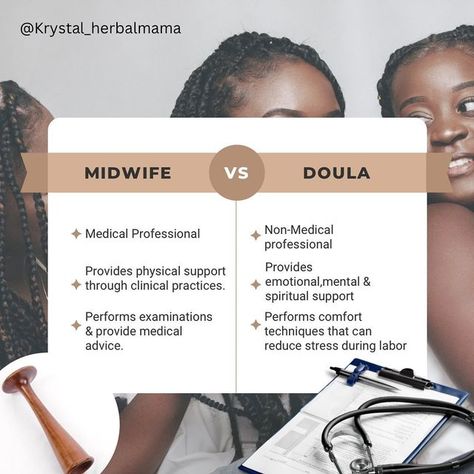 Krystal Jenkins on Instagram: "Hello beautiful people! Let’s be clear the role of a doula, midwife, birth worker etc is vital! All okay a major role in the success of a safe delivery. All have different positions, licenses and certifications but they all have one goal. Want to hire a doula or midwife? Be sure to do your research on your city and state. Reach out to Facebook groups and various organizations to get the answers you need. I advocate for all moms to have the birthing experien Birth Doula Aesthetic, Holistic Doula, Black Doula, Doula Tips, Doula Certification, Becoming A Midwife, Midwife Birth, Becoming A Doula, Birth Worker