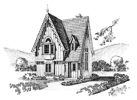 Gothic Revival House Plan with 965 Square Feet and 2 Bedrooms from Dream Home Source | House Plan Code DHSW53776