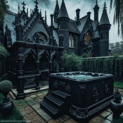 Gothic Victorian Bedroom, Lugares Aesthetic, Dark House Aesthetic, Manor Exterior, Gothic Items, Gothic Lifestyle, Gothic Homes, Vampire House, Goth House