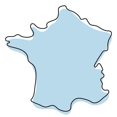 Stylized simple outline map of france ic... | Premium Vector #Freepik #vector #france-map #country #map #symbol France Drawing Simple, France Design, France Doodles, France Illustration, Map Of France Travel, Map Of France, Map Of France Aesthetic, France Geography, France Map Aesthetic