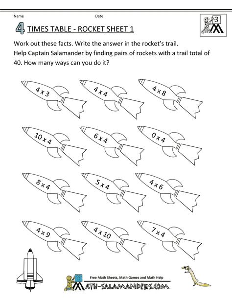 multiplication drill sheets 4 times table rocket 1 Mathematics Worksheets For Kindergarten, 4 Times Table Worksheet, Worksheets For Kindergarten Math, Multiplication 4th Grade, Multiplication Printables, 5 Times Table, 4 Times Table, Multiplication 3rd Grade, Kindergarten Mathematics