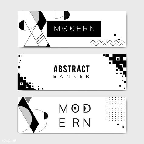 Modern black and white geometric banner templates set | free image by rawpixel.com / busbus Linkedin Banner Design Ideas, Banners Design Ideas, Website Banner Ideas, Modern Banner Design, Graphic Design Banner, Banner Inspiration, Cover Photo Design, Fb Banner, Website Banner Design